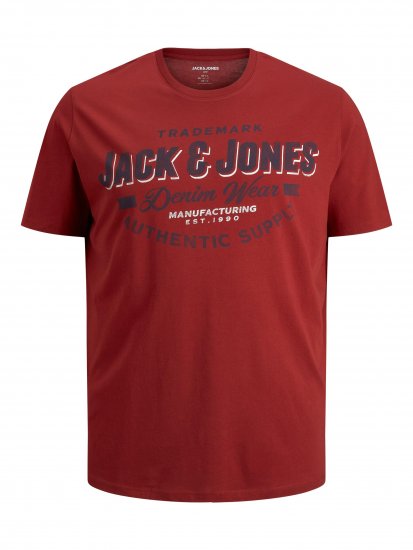 Jack & Jones JJELOGO TEE Red - Μακό μπλουζάκια - Aνδρικά μπλουζεσ μεγάλα μεγέθη