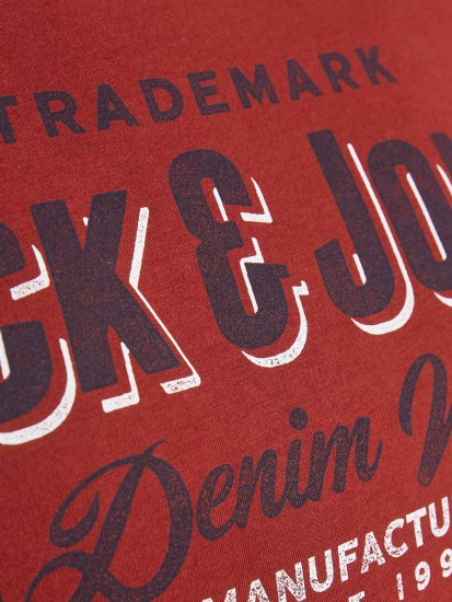 Jack & Jones JJELOGO TEE Red - Μακό μπλουζάκια - Aνδρικά μπλουζεσ μεγάλα μεγέθη