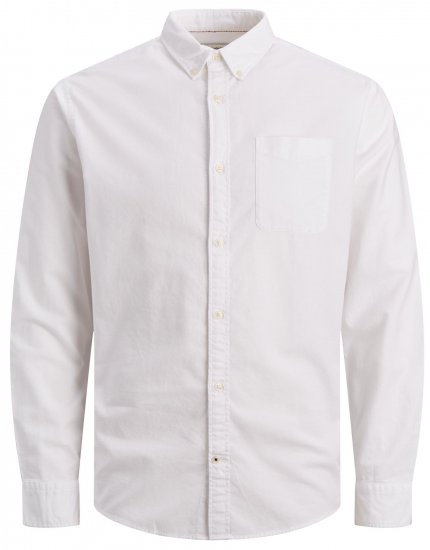 Jack & Jones OXFORD LS Shirt White - Πουκάμισα - Aνδρικά πουκαμισα μεγαλα μεγάλα μεγέθη