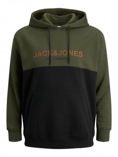 Jack & Jones JJEURBAN BLOCKING SWEAT Forest Green - φούτερ/Φούτερ με κουκούλα - φούτερ/Φούτερ με κουκούλα ανδρικά μεγάλα μεγέθη 