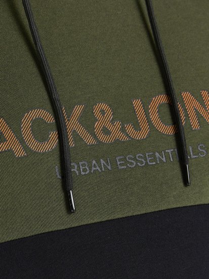 Jack & Jones JJEURBAN BLOCKING SWEAT Forest Green - φούτερ/Φούτερ με κουκούλα - φούτερ/Φούτερ με κουκούλα ανδρικά μεγάλα μεγέθη 