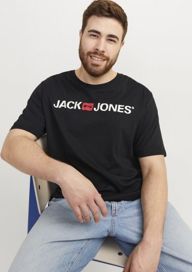Jack & Jones Corp Logo Crew Neck T-Shirt Black - Μακό μπλουζάκια - Aνδρικά μπλουζεσ μεγάλα μεγέθη