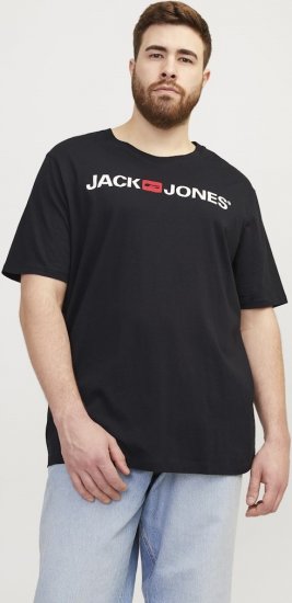 Jack & Jones Corp Logo Crew Neck T-Shirt Black - Μακό μπλουζάκια - Aνδρικά μπλουζεσ μεγάλα μεγέθη