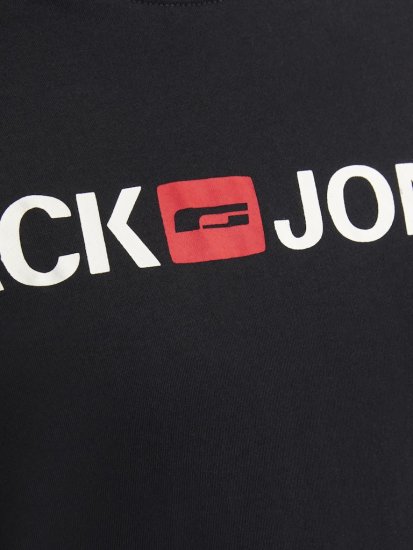 Jack & Jones Corp Logo Crew Neck T-Shirt Black - Μακό μπλουζάκια - Aνδρικά μπλουζεσ μεγάλα μεγέθη