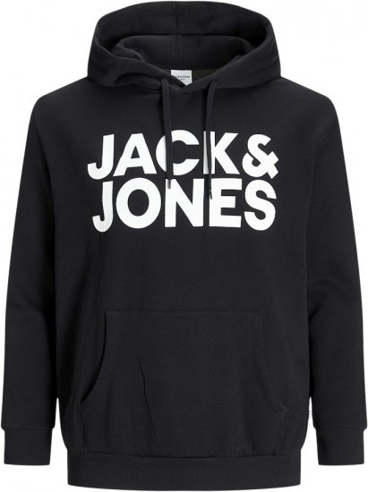 Jack & Jones CORP LOGO Large Print Hoodie Black - φούτερ/Φούτερ με κουκούλα - φούτερ/Φούτερ με κουκούλα ανδρικά μεγάλα μεγέθη 