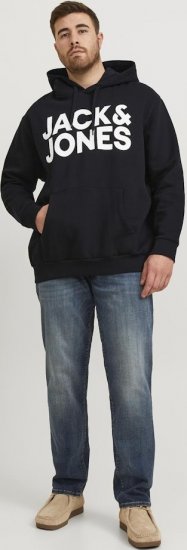 Jack & Jones CORP LOGO Large Print Hoodie Black - φούτερ/Φούτερ με κουκούλα - φούτερ/Φούτερ με κουκούλα ανδρικά μεγάλα μεγέθη 