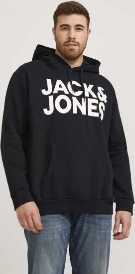 Jack & Jones CORP LOGO Large Print Hoodie Black - φούτερ/Φούτερ με κουκούλα - φούτερ/Φούτερ με κουκούλα ανδρικά μεγάλα μεγέθη 