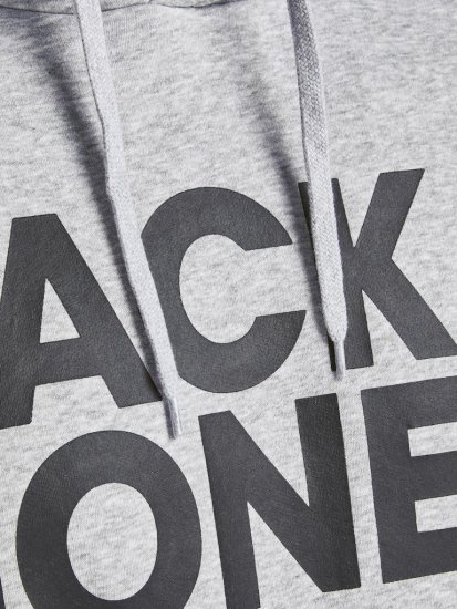 Jack & Jones CORP LOGO Large Print Hoodie Light Grey Melange - φούτερ/Φούτερ με κουκούλα - φούτερ/Φούτερ με κουκούλα ανδρικά μεγάλα μεγέθη 