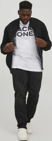 Jack & Jones CORP Logo T-Shirt White w Large Black Print - Μακό μπλουζάκια - Aνδρικά μπλουζεσ μεγάλα μεγέθη