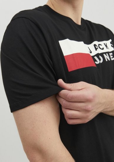 Jack & Jones CORP Logo T-Shirt Black/PLAY 4 - Μακό μπλουζάκια - Aνδρικά μπλουζεσ μεγάλα μεγέθη