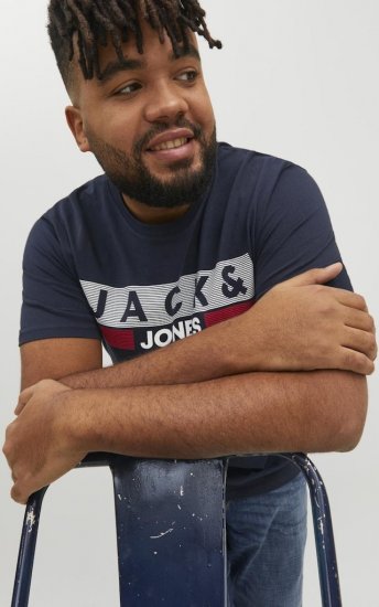 Jack & Jones CORP Logo T-Shirt Navy/PLAY 4 - Μακό μπλουζάκια - Aνδρικά μπλουζεσ μεγάλα μεγέθη
