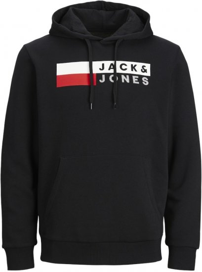 Jack & Jones CORP LOGO PLAY 4 Print Hoodie Black - φούτερ/Φούτερ με κουκούλα - φούτερ/Φούτερ με κουκούλα ανδρικά μεγάλα μεγέθη 