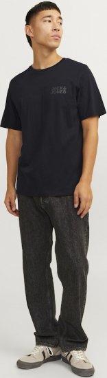 Jack & Jones CORP Logo T-Shirt Black w Small Black Print - Μακό μπλουζάκια - Aνδρικά μπλουζεσ μεγάλα μεγέθη