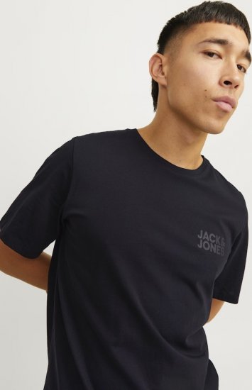 Jack & Jones CORP Logo T-Shirt Black w Small Black Print - Μακό μπλουζάκια - Aνδρικά μπλουζεσ μεγάλα μεγέθη