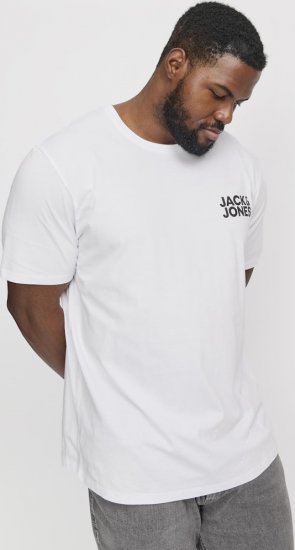 Jack & Jones CORP Logo T-Shirt White w Small Black Print - Μακό μπλουζάκια - Aνδρικά μπλουζεσ μεγάλα μεγέθη