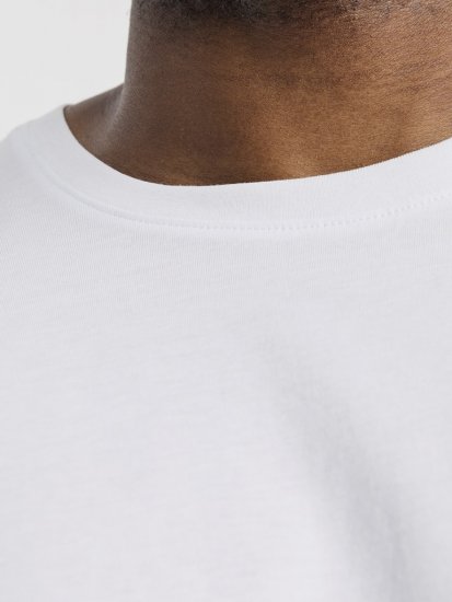 Jack & Jones CORP Logo T-Shirt White w Small Black Print - Μακό μπλουζάκια - Aνδρικά μπλουζεσ μεγάλα μεγέθη