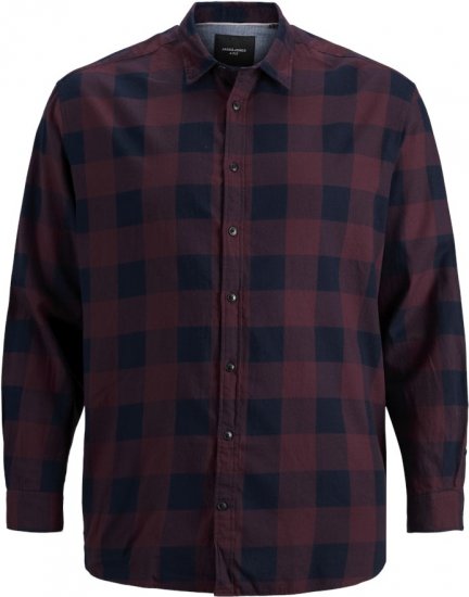 Jack & Jones Gingham L/S Shirt Dark Red - Πουκάμισα - Aνδρικά πουκαμισα μεγαλα μεγάλα μεγέθη