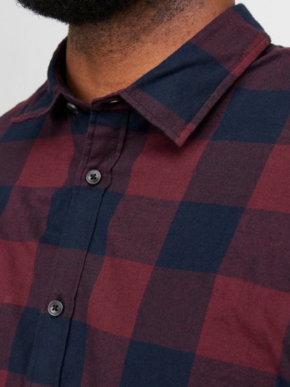 Jack & Jones Gingham L/S Shirt Dark Red - Πουκάμισα - Aνδρικά πουκαμισα μεγαλα μεγάλα μεγέθη