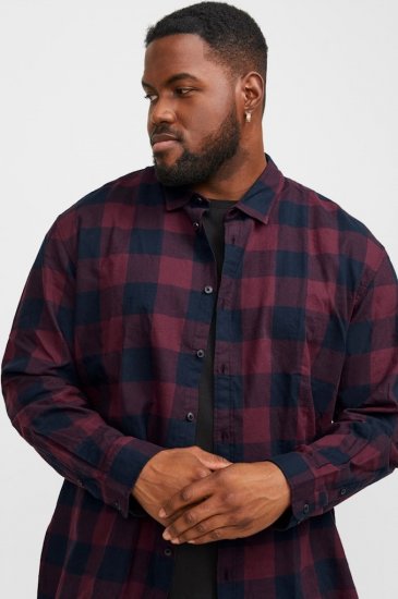 Jack & Jones Gingham L/S Shirt Dark Red - Πουκάμισα - Aνδρικά πουκαμισα μεγαλα μεγάλα μεγέθη