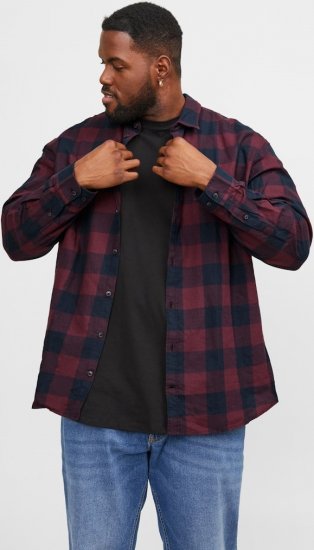 Jack & Jones Gingham L/S Shirt Dark Red - Πουκάμισα - Aνδρικά πουκαμισα μεγαλα μεγάλα μεγέθη
