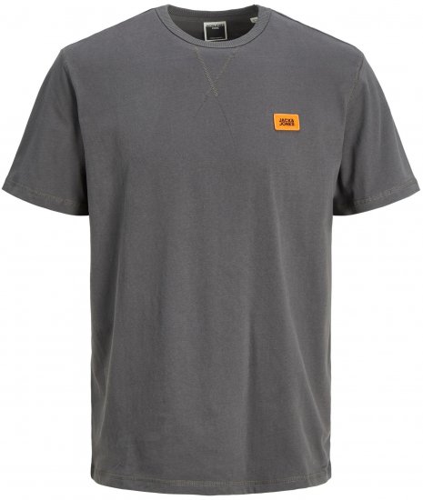 Jack & Jones JCOCLASSIC WAFFLE BADGE TEE Charcoal - Μακό μπλουζάκια - Aνδρικά μπλουζεσ μεγάλα μεγέθη