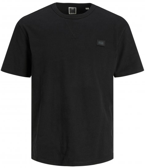 Jack & Jones JCOCLASSIC WAFFLE BADGE TEE Black - Μακό μπλουζάκια - Aνδρικά μπλουζεσ μεγάλα μεγέθη