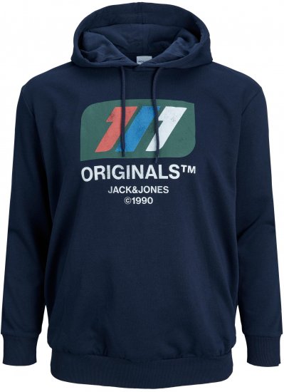 Jack & Jones JORNATE SWEAT Hoodie Navy - φούτερ/Φούτερ με κουκούλα - φούτερ/Φούτερ με κουκούλα ανδρικά μεγάλα μεγέθη 