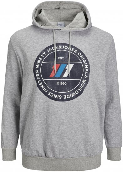 Jack & Jones JORNATE SWEAT Hoodie Grey - φούτερ/Φούτερ με κουκούλα - φούτερ/Φούτερ με κουκούλα ανδρικά μεγάλα μεγέθη 
