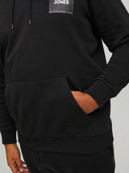 Jack & Jones JJLOCK SWEAT HOOD Black - φούτερ/Φούτερ με κουκούλα - φούτερ/Φούτερ με κουκούλα ανδρικά μεγάλα μεγέθη 