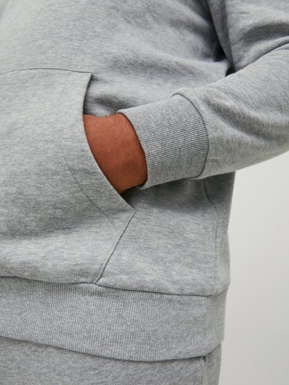 Jack & Jones JJLOCK SWEAT HOOD Grey - φούτερ/Φούτερ με κουκούλα - φούτερ/Φούτερ με κουκούλα ανδρικά μεγάλα μεγέθη 