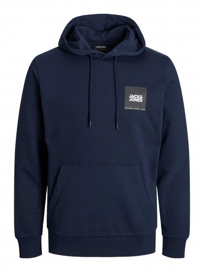 Jack & Jones JJLOCK SWEAT HOOD Navy - φούτερ/Φούτερ με κουκούλα - φούτερ/Φούτερ με κουκούλα ανδρικά μεγάλα μεγέθη 