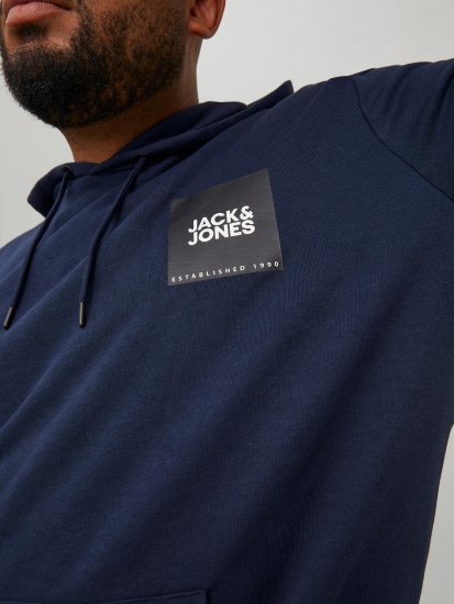 Jack & Jones JJLOCK SWEAT HOOD Navy - φούτερ/Φούτερ με κουκούλα - φούτερ/Φούτερ με κουκούλα ανδρικά μεγάλα μεγέθη 
