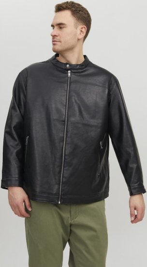 Jack & Jones Rocky Urban Rider Leather Jacket Black - Μπουφάν - Aνδρικά μπουφαν μεγάλα μεγέθη