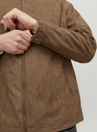 Jack & Jones Rocky Urban Rider Leather Jacket Brown - Μπουφάν - Aνδρικά μπουφαν μεγάλα μεγέθη
