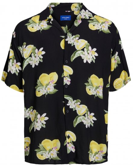Jack & Jones JORLUKE FLORES Resort Shirt Black - Πουκάμισα - Aνδρικά πουκαμισα μεγαλα μεγάλα μεγέθη