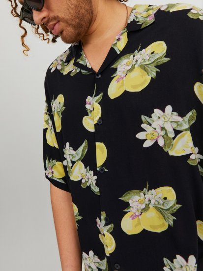 Jack & Jones JORLUKE FLORES Resort Shirt Black - Πουκάμισα - Aνδρικά πουκαμισα μεγαλα μεγάλα μεγέθη