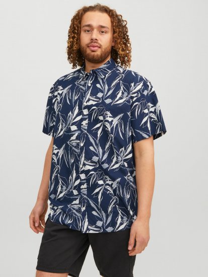 Jack & Jones JORCRAYON AOP Shirt Navy - Πουκάμισα - Aνδρικά πουκαμισα μεγαλα μεγάλα μεγέθη
