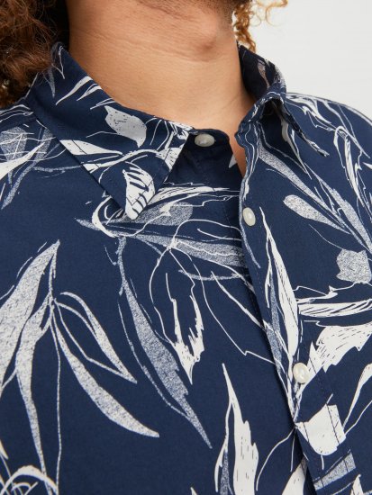 Jack & Jones JORCRAYON AOP Shirt Navy - Πουκάμισα - Aνδρικά πουκαμισα μεγαλα μεγάλα μεγέθη