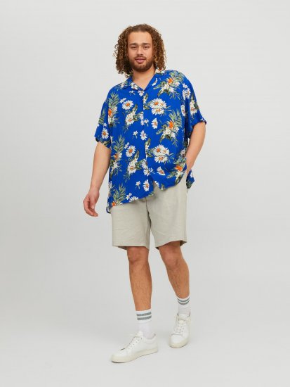 Jack & Jones JORLUKE FLORES Resort Shirt Nautical Blue - Πουκάμισα - Aνδρικά πουκαμισα μεγαλα μεγάλα μεγέθη