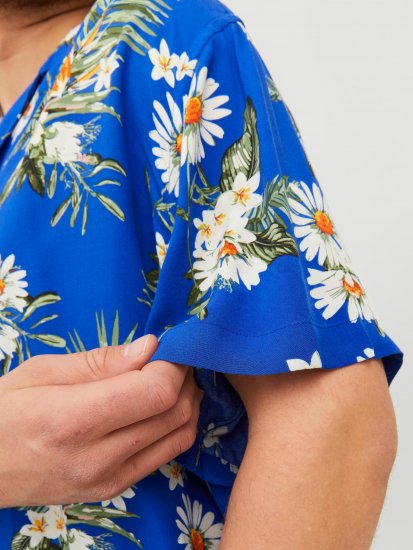 Jack & Jones JORLUKE FLORES Resort Shirt Nautical Blue - Πουκάμισα - Aνδρικά πουκαμισα μεγαλα μεγάλα μεγέθη