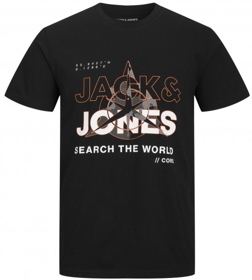 Jack & Jones JCOHUNT T-Shirt Black - Μακό μπλουζάκια - Aνδρικά μπλουζεσ μεγάλα μεγέθη