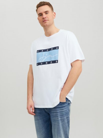 Jack & Jones JORJOSHUA T-shirt Bright White - Μακό μπλουζάκια - Aνδρικά μπλουζεσ μεγάλα μεγέθη