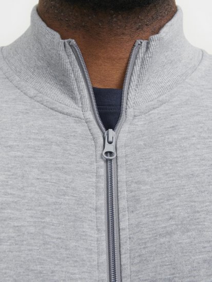 Jack & Jones PAULOS Turtleneck Zip Sweatshirt Light Grey Melange - φούτερ/Φούτερ με κουκούλα - φούτερ/Φούτερ με κουκούλα ανδρικά μεγάλα μεγέθη 