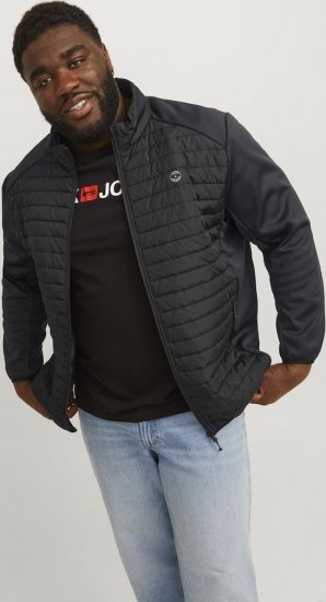 Jack & Jones MULTI SET-IN Sleeves Quilted Jacket With Collar Black - Μπουφάν - Aνδρικά μπουφαν μεγάλα μεγέθη