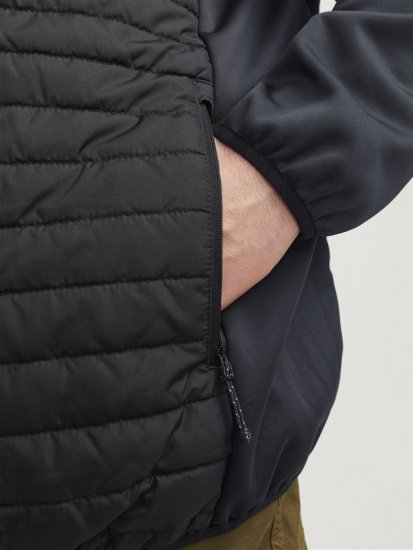 Jack & Jones MULTI SET-IN Sleeves Quilted Jacket With Collar Black - Μπουφάν - Aνδρικά μπουφαν μεγάλα μεγέθη