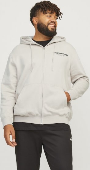 Jack & Jones ESTERBRO Zip Hoodie Light Grey - φούτερ/Φούτερ με κουκούλα - φούτερ/Φούτερ με κουκούλα ανδρικά μεγάλα μεγέθη 
