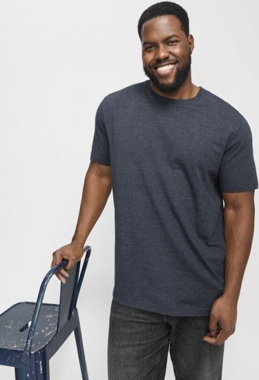 Jack & Jones ORGANIC T-Shirt Navy Blazer/Melange - Μακό μπλουζάκια - Aνδρικά μπλουζεσ μεγάλα μεγέθη