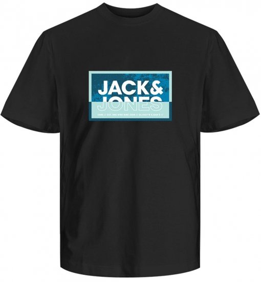 Jack & Jones JCOLOGAN SUMMER PRINT T-Shirt Black - Μακό μπλουζάκια - Aνδρικά μπλουζεσ μεγάλα μεγέθη
