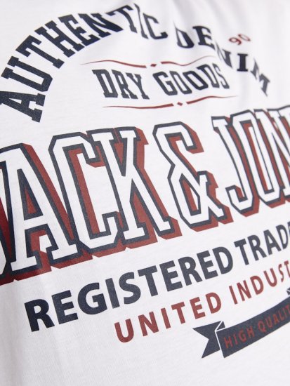 Jack & Jones JJELOGO O-Neck T-Shirt White - Μακό μπλουζάκια - Aνδρικά μπλουζεσ μεγάλα μεγέθη