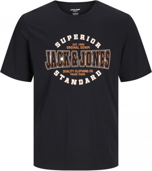 Jack & Jones LOGO O-Neck T-Shirt Black - Μακό μπλουζάκια - Aνδρικά μπλουζεσ μεγάλα μεγέθη